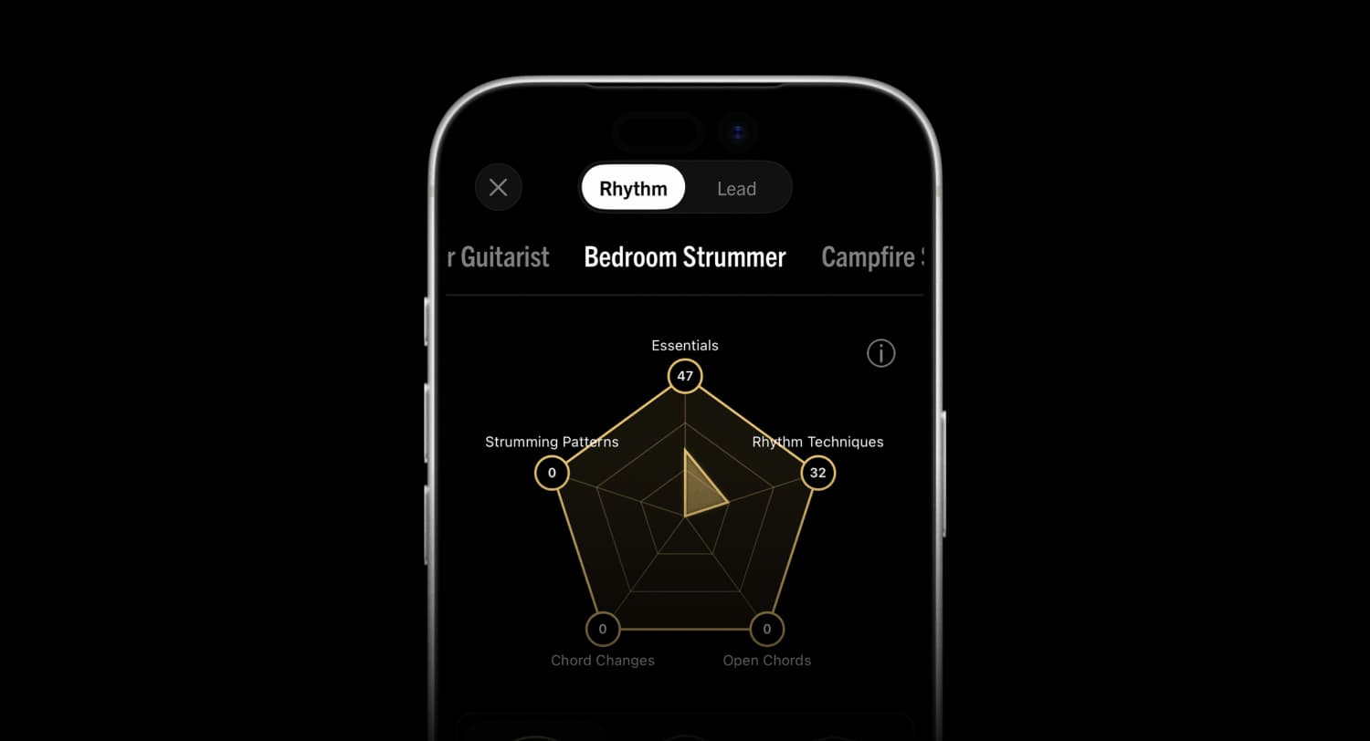 Skills tracking in the Gibson App, see your guitar skills grow